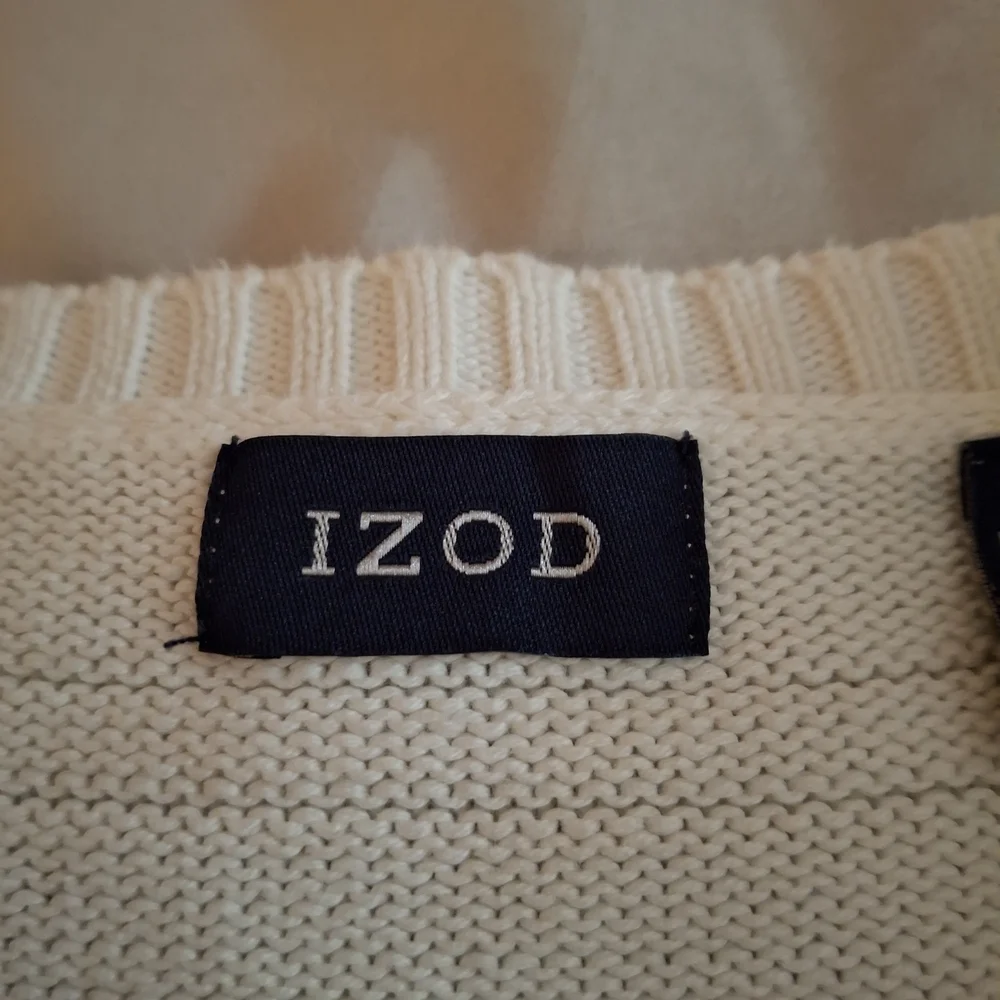 Izod Men's White Sweater with Embroidered Logo